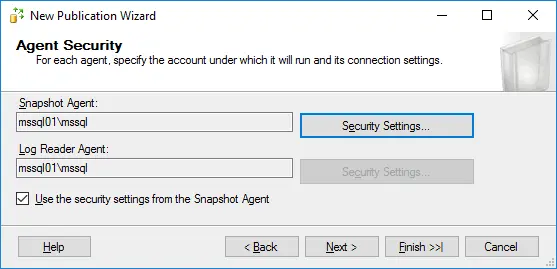Agent security options are configured