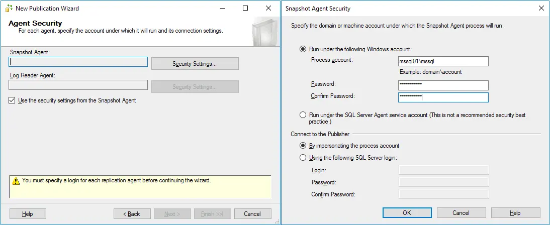 Configuring agent security options