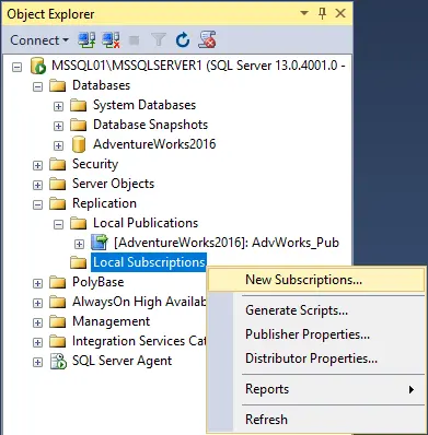 Creating a new subscription