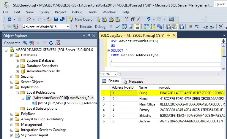 Viewing the content of the table of the master database