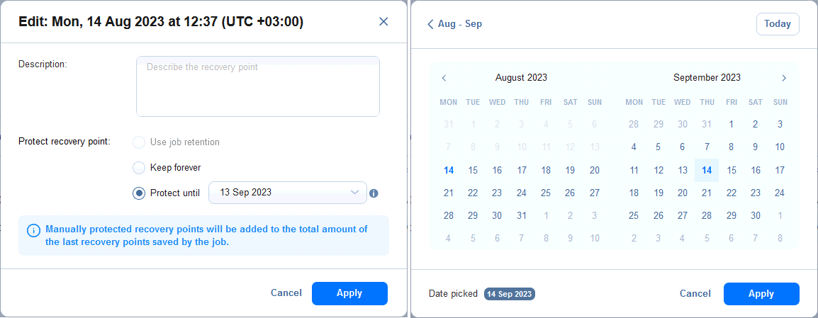 Changing the expiration date for a recovery point