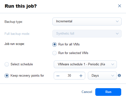 Selecting retention options