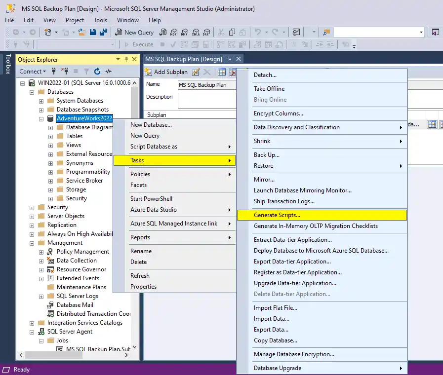 Generating a T-SQL script