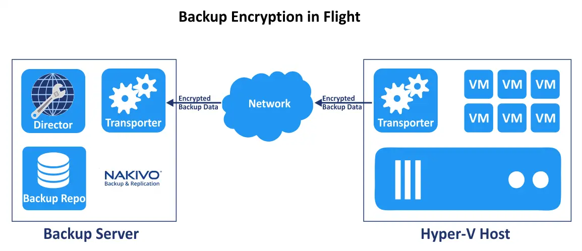 Backup encryption in flight