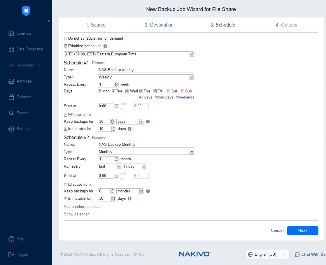 Configuring scheduling settings