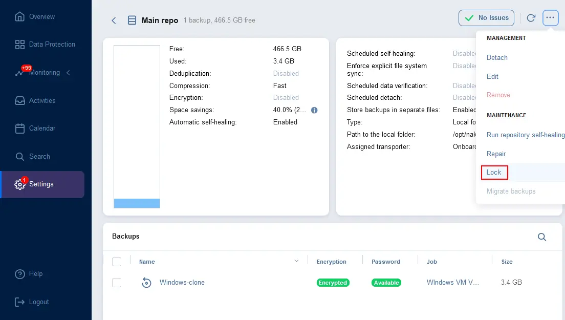 How to lock a federated repository member before migrating backups