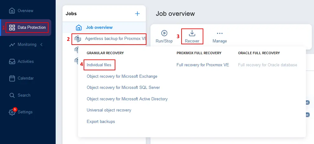 How to perform file recovery from a Proxmox VM backup