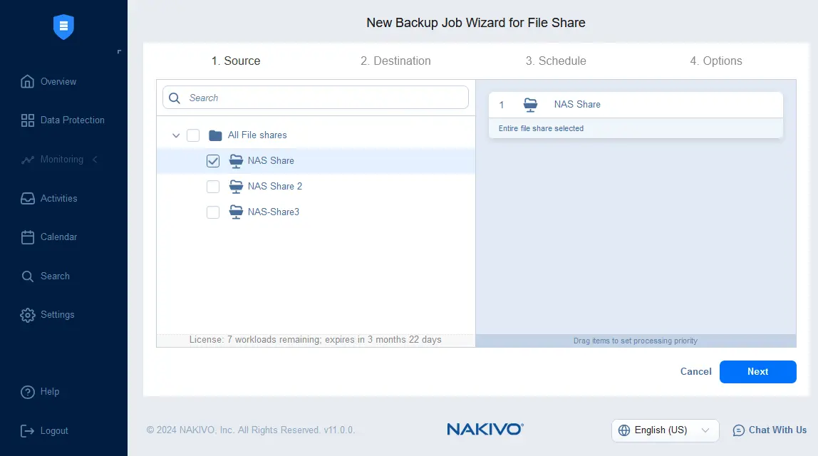 selecting a source file share