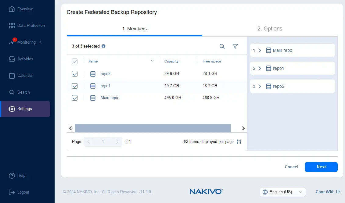 Selecting federated repository members