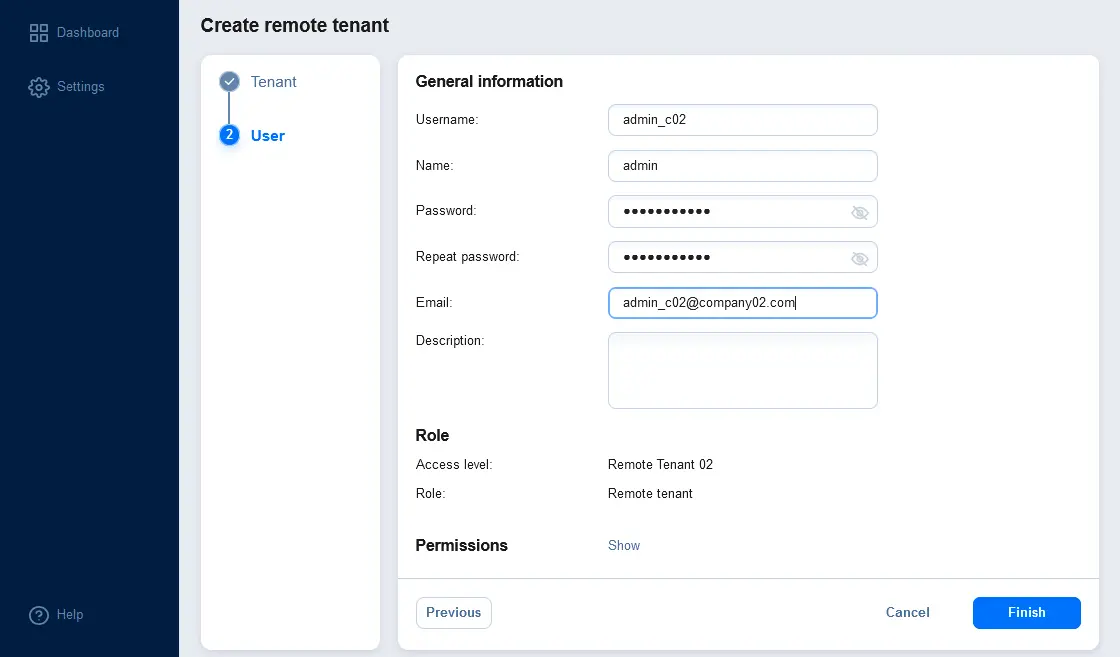 Specifying general user information