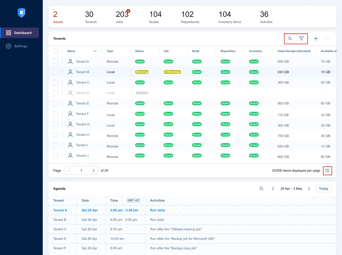 The MSP console of NAKIVO Backup & Replication
