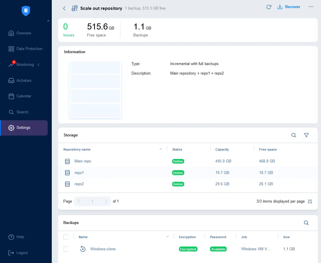 Viewing information about the entire federated repository