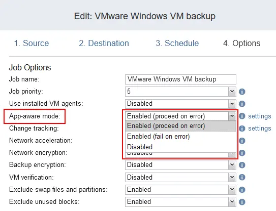 How to enable application-aware backup
